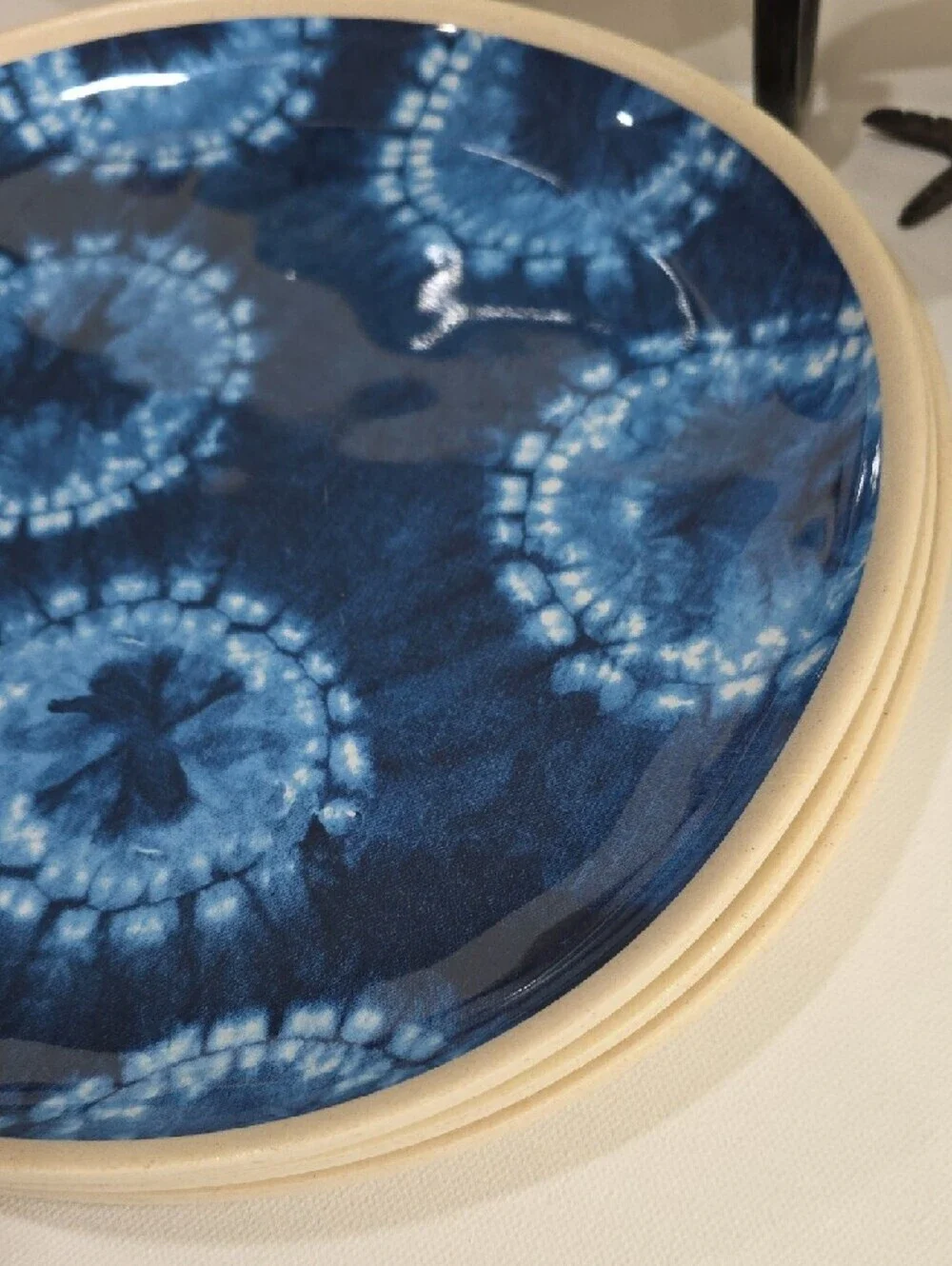 Sigrid Olsen Indigo Tie-Dye Melamine and Bamboo Fiber Dinner Plates- Set of 4